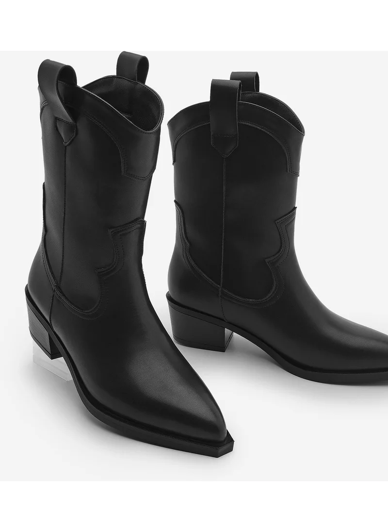 MARJIN Women's Thick Heel Pointed Toe Western Boots Baliva