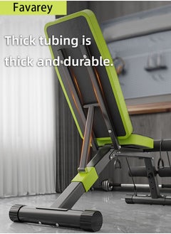 Favarey Adjustable Weight Bench Full Body Workout Multi-Purpose Foldable Incline Decline Exercise Workout Bench for Home Gym（Black Green）  - Image 3