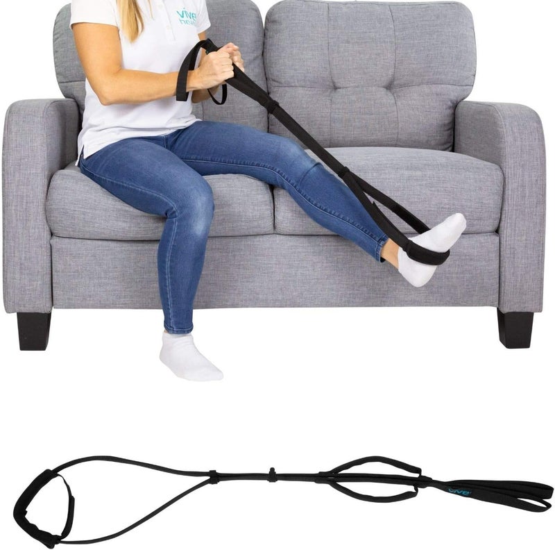 Vive Multi Purpose Leg Lifter Strap  Proflex Leg Lift Strap  Leg Lifter Assist with Nylon Webbing for Recovery Stretching  Loop with Hand Grips  Lift Foot Calf for Elderly Handicapped Car Bed - Image 1
