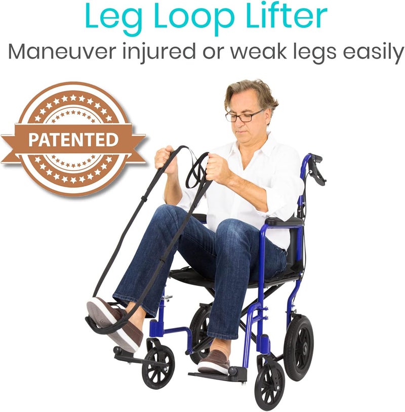 Vive Multi Purpose Leg Lifter Strap  Proflex Leg Lift Strap  Leg Lifter Assist with Nylon Webbing for Recovery Stretching  Loop with Hand Grips  Lift Foot Calf for Elderly Handicapped Car Bed - Image 2