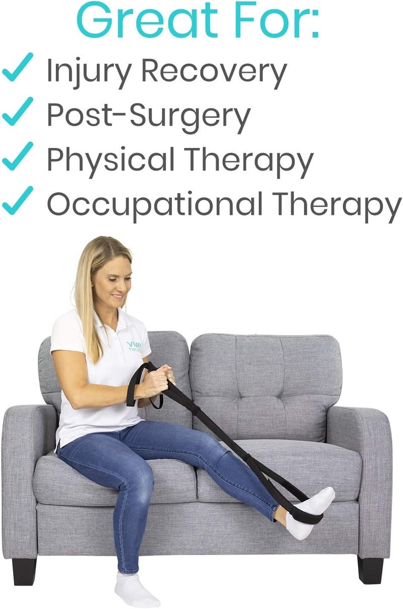 Vive Multi Purpose Leg Lifter Strap  Proflex Leg Lift Strap  Leg Lifter Assist with Nylon Webbing for Recovery Stretching  Loop with Hand Grips  Lift Foot Calf for Elderly Handicapped Car Bed - Image 4