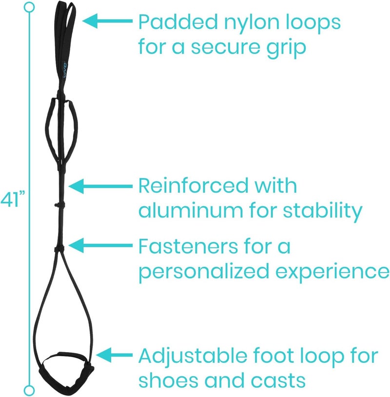 Vive Multi Purpose Leg Lifter Strap  Proflex Leg Lift Strap  Leg Lifter Assist with Nylon Webbing for Recovery Stretching  Loop with Hand Grips  Lift Foot Calf for Elderly Handicapped Car Bed - Image 5