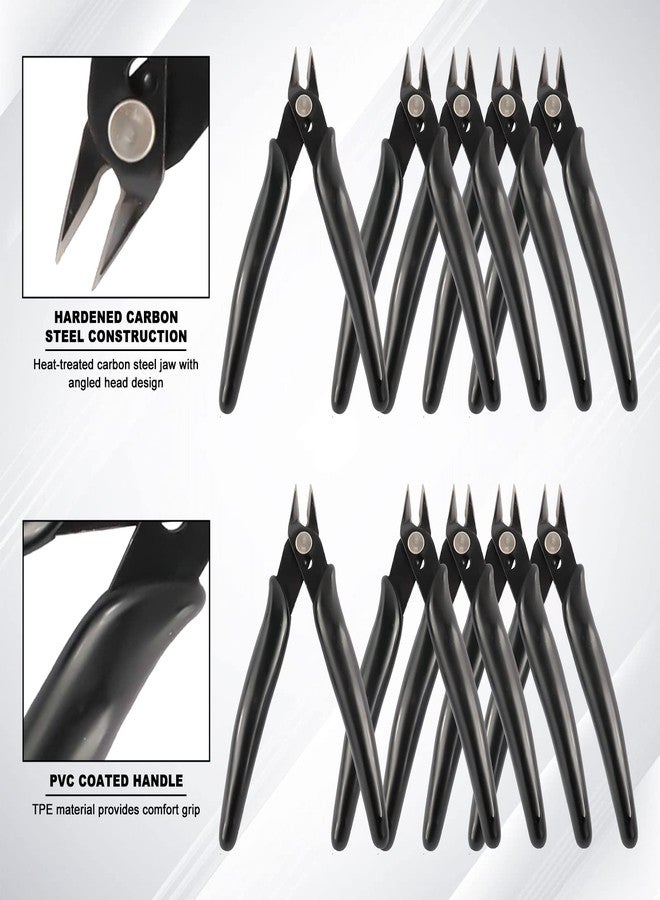 YaeCCC 10 Pack Wire Cutters Black Diagonal Cutting Pliers for Electronic, Model, Jewelry Making, 170 Flush Cutter 5 inch - Image 3