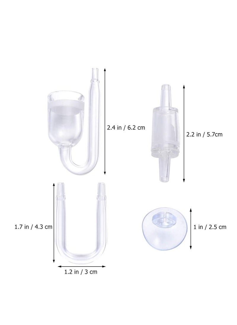 SYOSI Aquarium Fish Tank, Co2 Diffuser Carbon Dioxide Reactor With Check Valve U-Shape Glass Pipe Sucker Integrated Bubble Counter Acrylic Glass Extremely Fine Pearl A Set Of 4 Psc  - Image 3