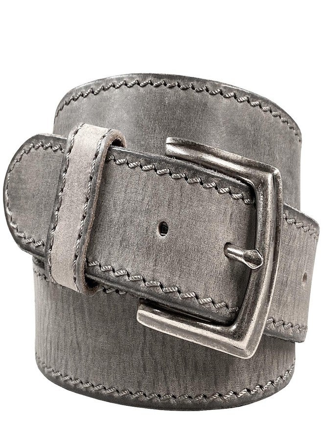 Belts.com Antique Engraved Buckle Genuine Full Grain Leather Casual Jean Belt 1-1/2"(38mm) Wide (Gray, 38) - Image 1