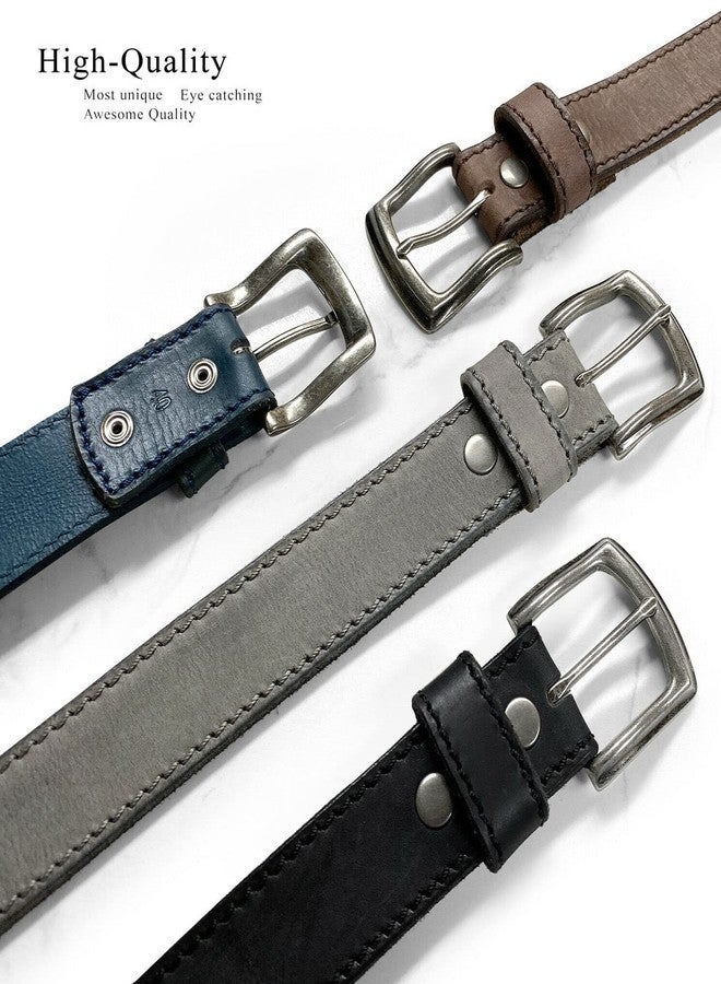 Belts.com Antique Engraved Buckle Genuine Full Grain Leather Casual Jean Belt 1-1/2"(38mm) Wide (Gray, 38) - Image 3