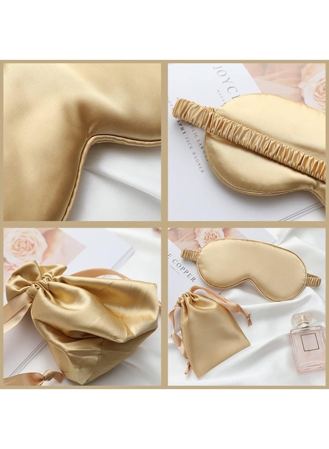 HZYH Sleeping Eye Mask, Silk Satin Sleeping Eye Mask, Soft Sleep Eye Night Blindfold for Women and Men, Eyeshade Cover with Satin Hair Scrunchies, Wedding Bridesmaid Gift, Gold - Image 3