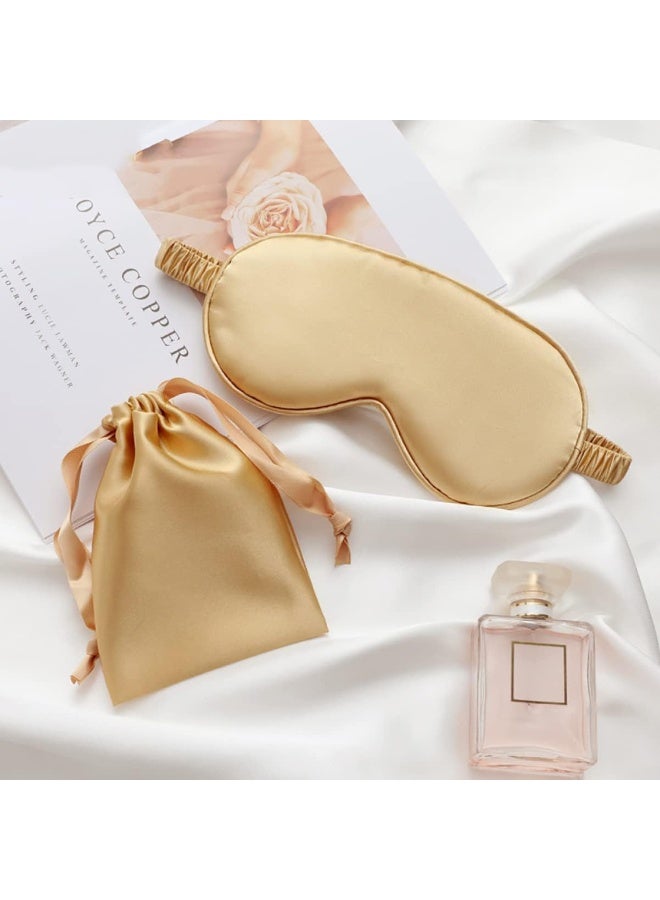 HZYH Sleeping Eye Mask, Silk Satin Sleeping Eye Mask, Soft Sleep Eye Night Blindfold for Women and Men, Eyeshade Cover with Satin Hair Scrunchies, Wedding Bridesmaid Gift, Gold - Image 5
