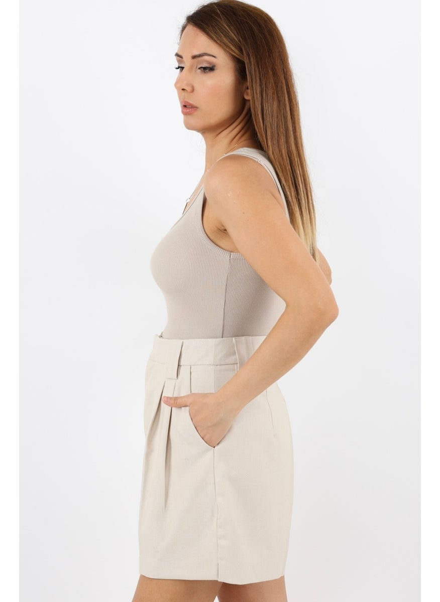 Ritnice - Women's Cotton Premium Texture Beige Cotton Basic Ribbed Athlete - Image 1