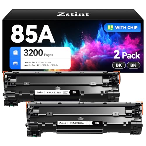 Zstint 85A Black Toner Cartridge 2-Pack Replacement for HP 85A CE285A Compatible with HP LaserJet Pro MFP M1212nf M1217nfw P1102w P1109w P1102 P1109 M1212 M1217 LBP6000 MF3010 P1005 P1006 P1007 P1008 Printer - Image 1