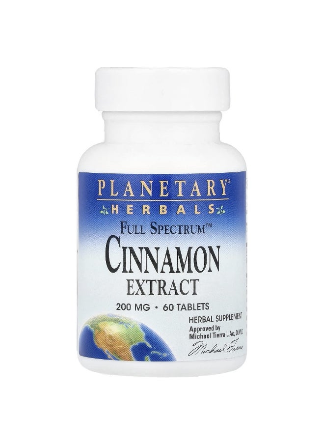 PLANETARY HERBALS Planetary Herbals, Full Spectrum™ Cinnamon Extract, 400 mg, 60 Tablets (200 mg per Tablet)  - Image 1