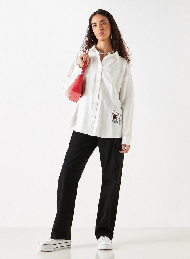 اس بي كاركترز قميص فضفاض بأكمام طويلة وأزرار إغلاق وطبعات بينوتس - Image 2