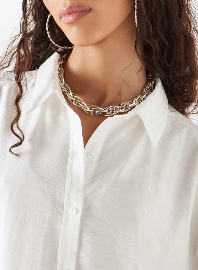 اس بي كاركترز قميص فضفاض بأكمام طويلة وأزرار إغلاق وطبعات بينوتس - Image 4