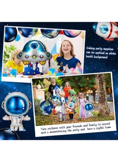 Civaner 8 Pieces Galaxy Space Balloons Large Outer Space Cartoon Balloons Inflatable Rocket Astronaut Earth Spaceship Planet Balloons Space Themed Party Supplies for Galaxy Birthday Party Photo Booth  - Image 2