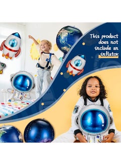 Civaner 8 Pieces Galaxy Space Balloons Large Outer Space Cartoon Balloons Inflatable Rocket Astronaut Earth Spaceship Planet Balloons Space Themed Party Supplies for Galaxy Birthday Party Photo Booth  - Image 3
