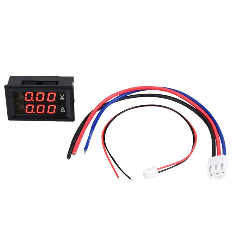 3 Digit DC Voltmeter Ammeter Gauge, 0-100V 50A / 10A Dual LED Panel, Red Display - Dual Measurement Design, Reverse Protection, Easy Installation for Automotive and Electrical (Font Backlight red - Image 1