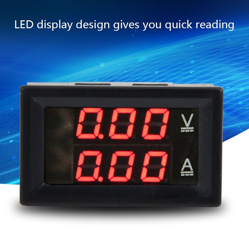 3 Digit DC Voltmeter Ammeter Gauge, 0-100V 50A / 10A Dual LED Panel, Red Display - Dual Measurement Design, Reverse Protection, Easy Installation for Automotive and Electrical (Font Backlight red - Image 5