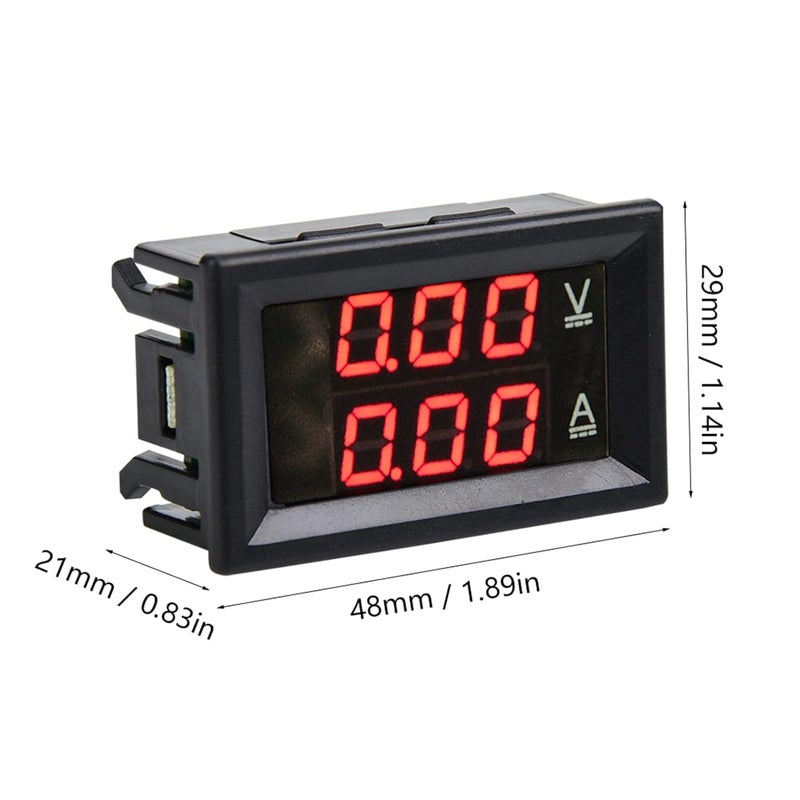 3 Digit DC Voltmeter Ammeter Gauge, 0-100V 50A / 10A Dual LED Panel, Red Display - Dual Measurement Design, Reverse Protection, Easy Installation for Automotive and Electrical (Font Backlight red - Image 2