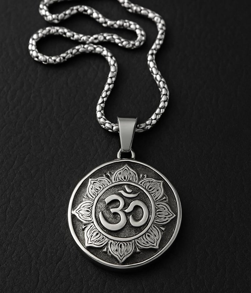 ringzinnie Silver Tone Pendant Necklace Set for Men & Women | Om, Compass, Angel Wing, Prayer Locket | Unique Spiritual & Fashion Jewelry Collection - Image 2