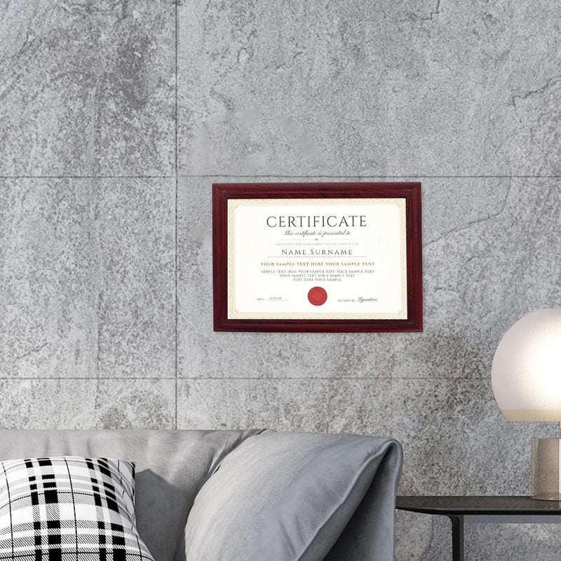 إطار شهادة SEWACC مقاس A4 (21×29.7 سم) إطار دبلوم خشبي مع مثبت حائط لشهادات الجامعة وتراخيص الزواج، تشطيب خشب أحمر - Image 5