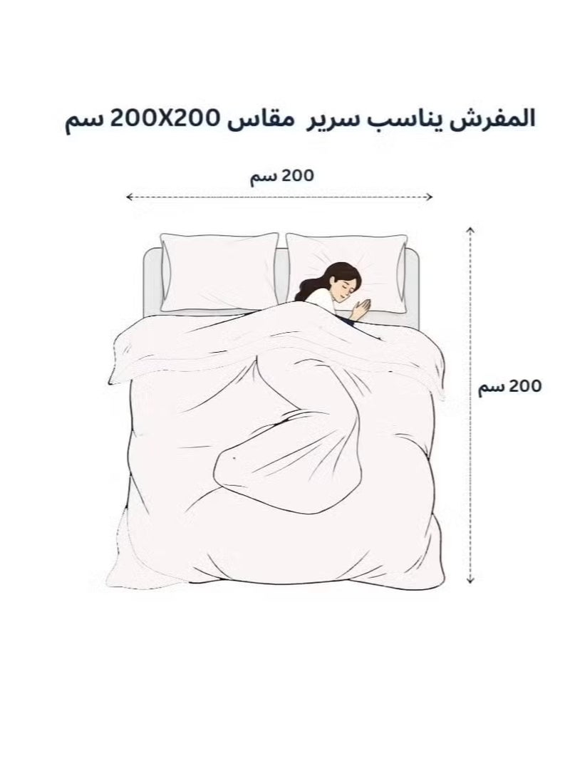 مون مفرش شتوي نفرين نظام وجهين وجه مخمل وجه فرو - 6 قطع ( لحاف سرير واحد + ملاءة سرير واحدة + 2 غطاء وسادة + 2 غطاء وسادة مزخرف) - مخمل وصوف قابل للعكس - يناسب سريرًا مقاس 200 × 200 سم - Image 3