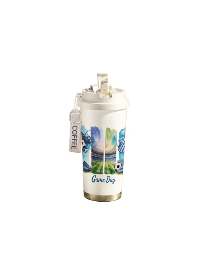 FIFA 520ml World Cup Printed Stainless Steel Insulated Water Bottle Double Wall Vacuum Thermal Flask Leakproof Cup for Hot & Cold Drinks - Image 1