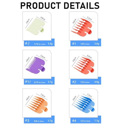 Pdtwq Compatible with Wahl Clipper Guards Set,10Pack Professional Hair Clipper Guards Fits for Most Wahl Clippers,Multi Color Coded Clippers Guide Comb,Cutting Length From 1/16'' to 1''. - Image 4