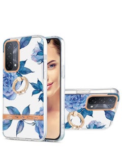 HuHa Case Cover For OPPO A74 5G / A93 5G / A54 5G / A93S 5G Ring IMD Flowers TPU Phone Case Blue Peony 