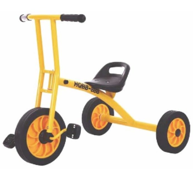 's tricycle for outdoor play, yellow metal frame, adjustable seat height, large front wheel for stability and smooth ride - Image 5