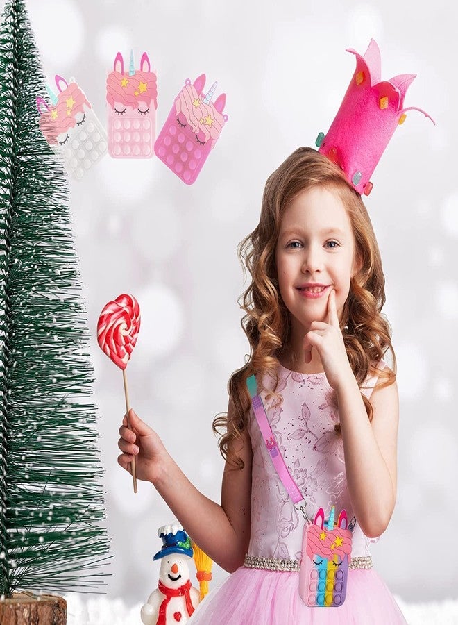 Flywind Pop It Casual Backpack Shining Hearts PVC Waterproof Fabric Unicorn Pop It Bag Mini Backpack for Girls, Pop It Bag, Picnic Bag, Party Favors Pop It Fidget Toy Bag - Image 2