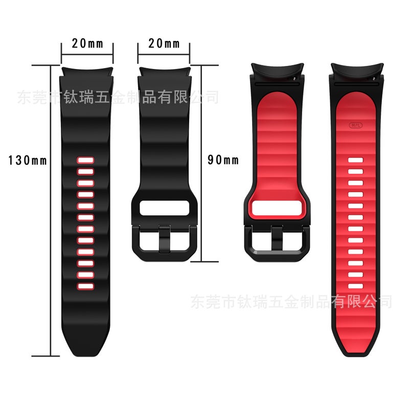Suitable For Samsung Galaxy Watch5 6 4 Wave Two-Color Silicone Strap Watch5Pro Smart Watch Strap - Image 4