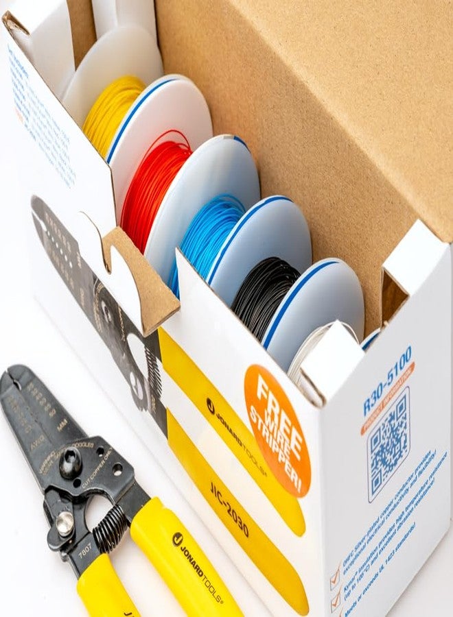 Jonard Tools R30-5100A 30 AWG Kynar Wire & Dispenser Box Set with Included Wire Stripper - 5 Color Pack (500 ft) - Image 4