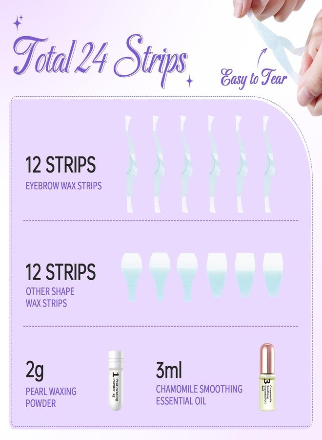 Beauty7 Sensitive High Arched Eyebrow Wax Strips Kit Eyebrow Waxing Strip 24 Strips with Pearl Powder Essential Oil for Sensitive Skin for Women - Image 3