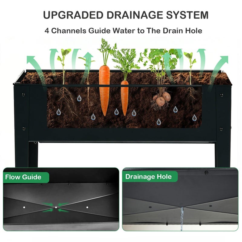FOYUEE 31.5" Tall Raised Garden Bed with Wheels, Extra 15.7" W Planter Box (400 lbs Loads) with Storage Shelf & Handle,Heavy Duty Metal Garden Planter for Vegetables, Herbs & Flowers, Patio & Balcony - Image 5