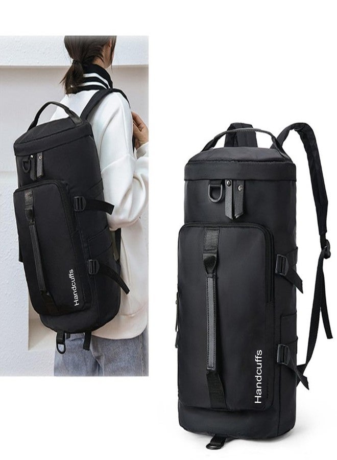 Handcuffs Duffle Bag for Travel & Gym with Separate Shoe Compartment 60L 3-in-1 Convertible | Water-Resistant Backpack/Rucksack Luggage Weekender Bag for Men & Women | Oxford Cloth | Dark Black - Image 2