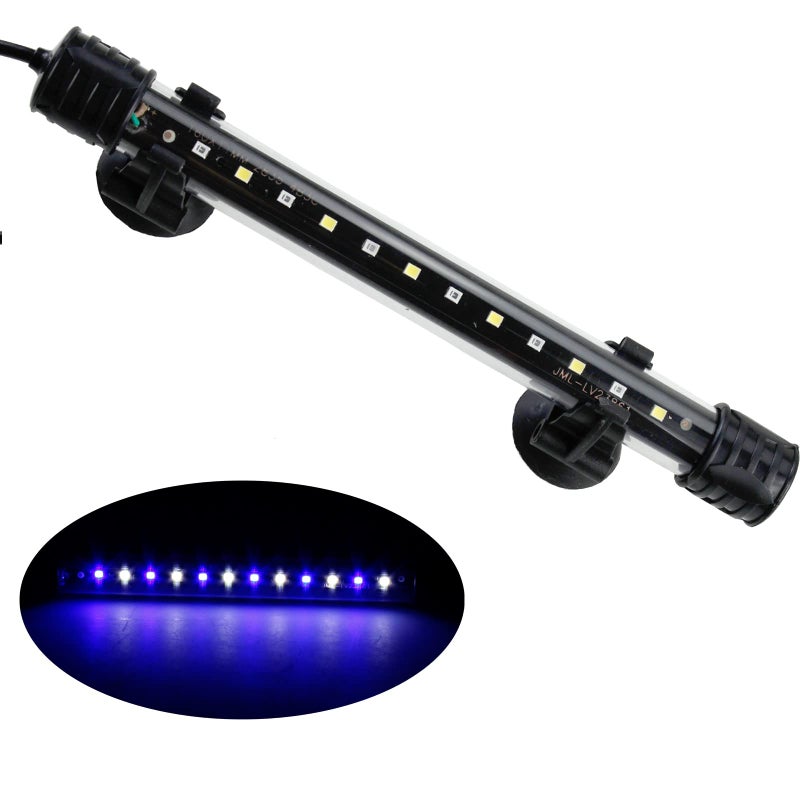 AQUANEAT مصباح أكوانيت LED غاطس لحوض السمك، شريط إضاءة تحت الماء بطول 7.5 بوصة (أبيض وأزرق) - Image 1