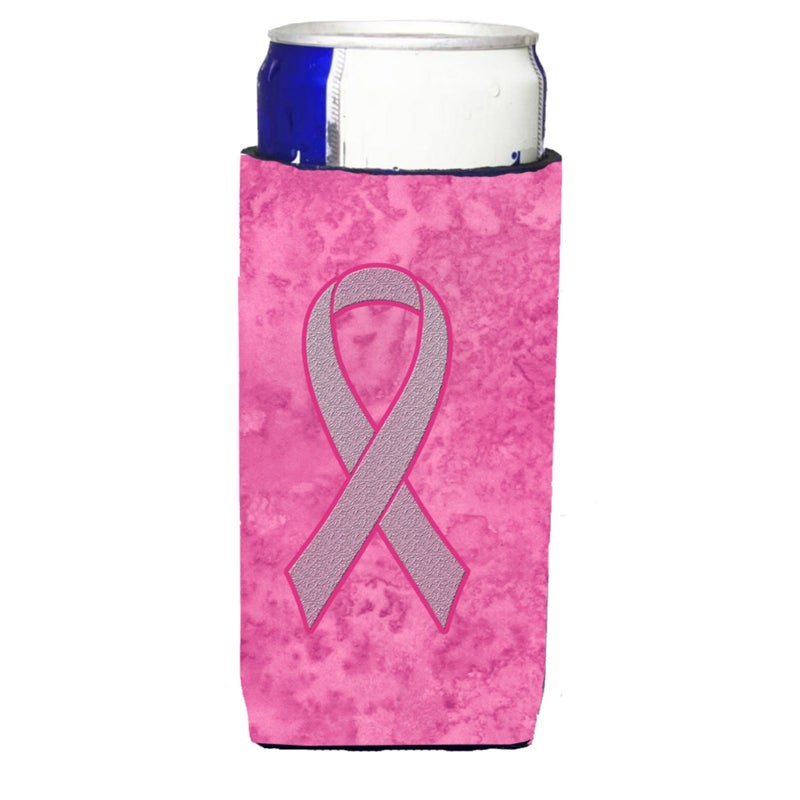 Caroline's Treasures Pink Ribbon for Breast Cancer Awareness Ultra Beverage Insulators for slim cans AN1205MUK 
