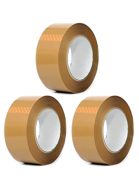 شريط تغليف HEXAR شديد التحمل، 45 مم × 183 مترًا، شريط تغليف 200 ياردة لإغلاق صناديق الطرود للاستخدام في المكتب والمنزل والمدرسة، شريط لاصق قوي فائق الأمان (بني، عبوة من 3 قطع)