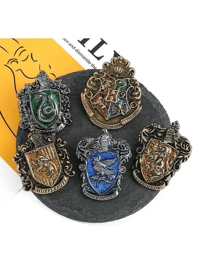 5 Piece Harry Potter School of Witchcraft Brooch, Harry Potter Collectible, Features Shiny Gold Metal With a High Quality Hard Enamel, Can Addition To Your Clothes or Bags, Fit For Daily Life - Image 3