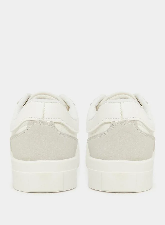 ستايلي Styli Panelled Lace Up Sneakers with Stitching Detail