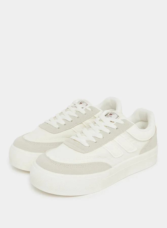 Styli Styli Panelled Lace Up Sneakers with Stitching Detail