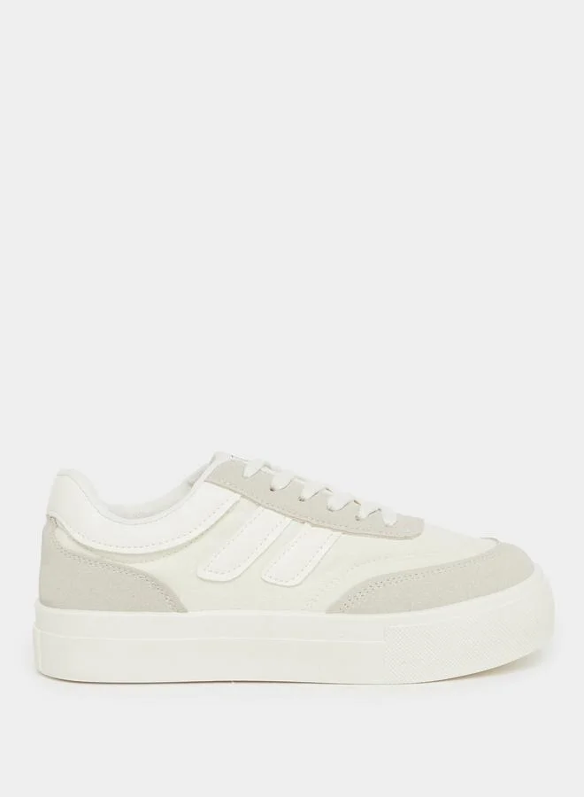 Styli Styli Panelled Lace Up Sneakers with Stitching Detail