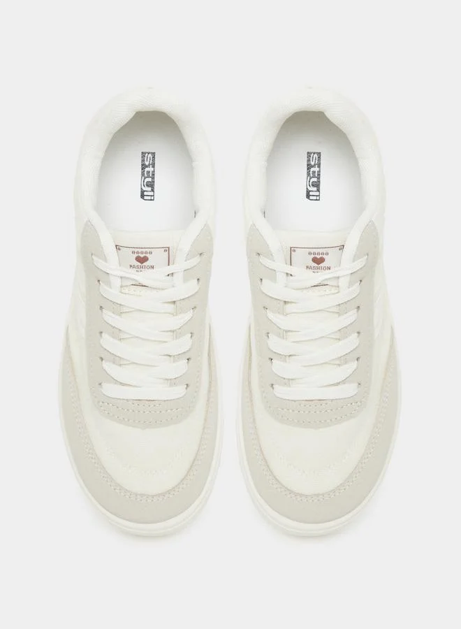 ستايلي Styli Panelled Lace Up Sneakers with Stitching Detail