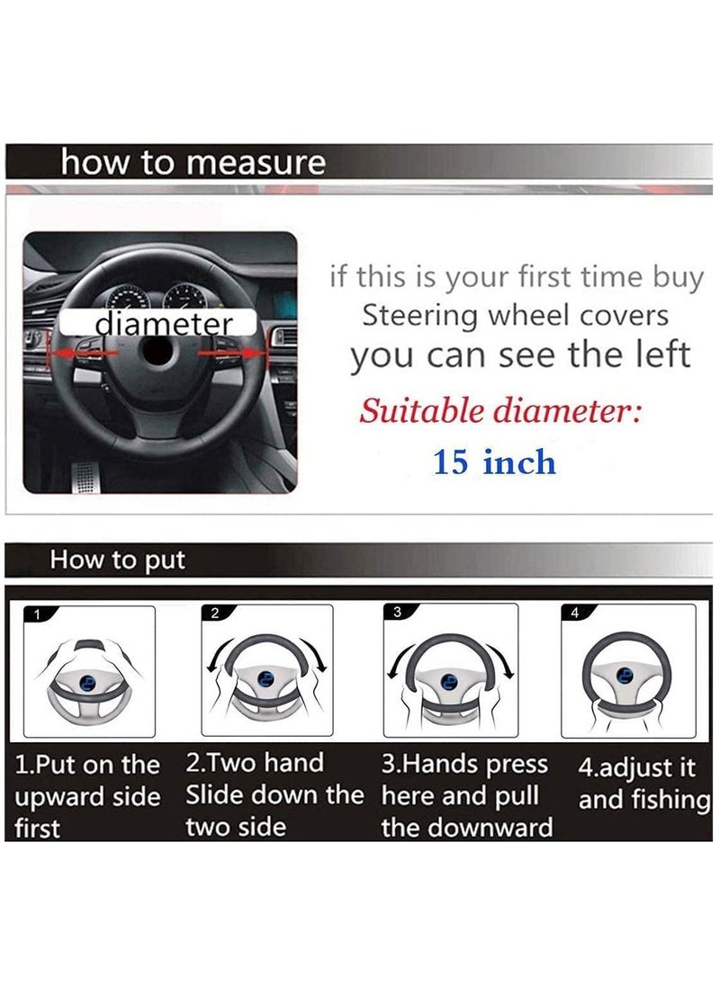 GT-Wheel - Universal Leather Steering Wheel Cover for Men Women Steering Wheel Cover for Car 15-inch (White) - Image 1