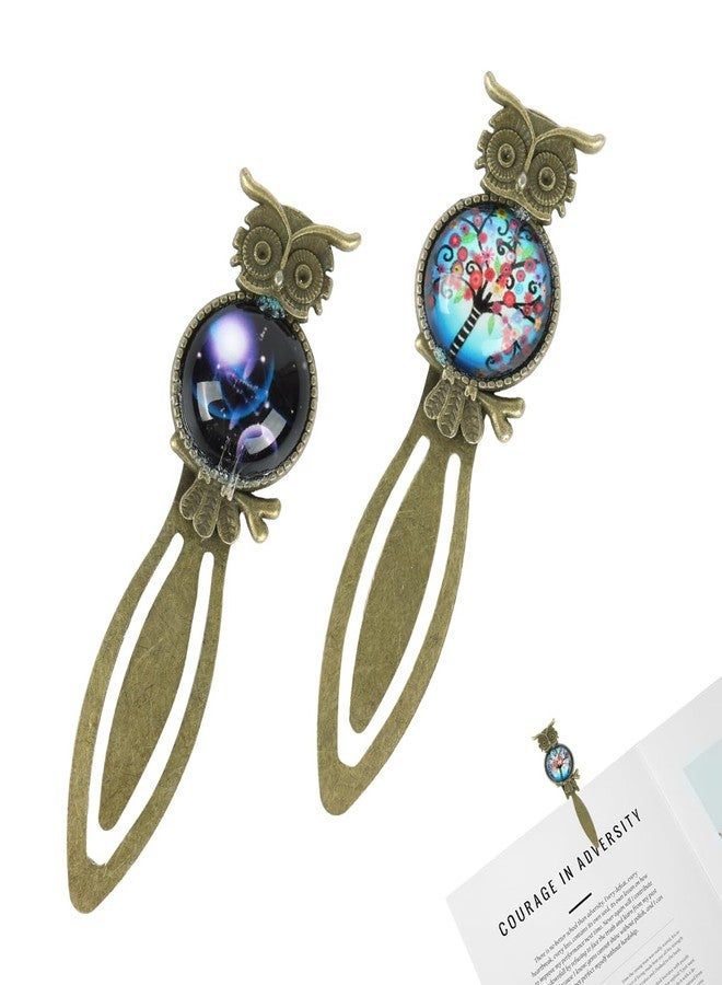 OFIFO® 2 Pack Vintage Owl Metal Bookmarks Set, Antique Bronze Finished Page Markers for Books, Retro Literary Gifts for Readers, Teachers, Students, Writers - Image 1