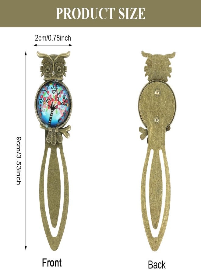 OFIFO® 2 Pack Vintage Owl Metal Bookmarks Set, Antique Bronze Finished Page Markers for Books, Retro Literary Gifts for Readers, Teachers, Students, Writers - Image 2