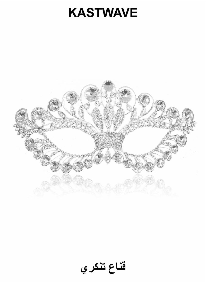 KASTWAVE Masquerade Mask, Luxury Diamond Rhinestone Fancy Mask, Quality Alloy Venetian Party Mardi Gras Masks, Party Crown Mask for Women Lady - Image 1