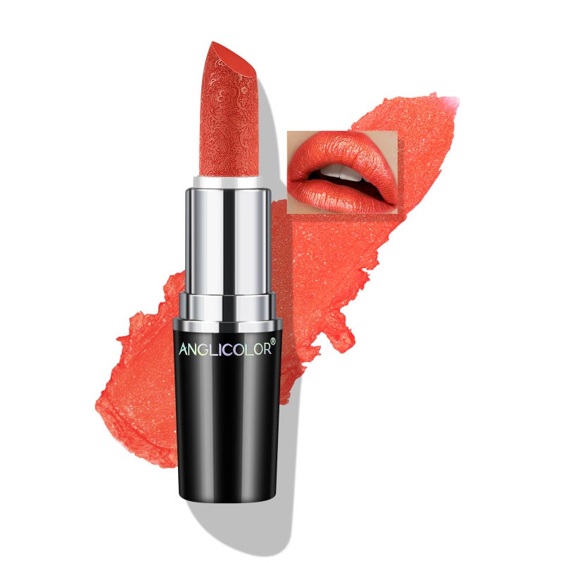 Anglicolor Glitter Coral LipstickDiamond High Shine FinishMoisturizing Creamy FormulaNonStickySparkle Brick Red Lipstick For WomenFor Bar Nights PartyMusic Festivals14 SUNRISE AT SEA 4g - Image 3