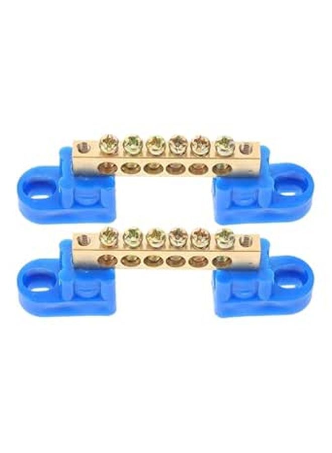 Copper Grounding Bar Kit 6 Terminal Bus Bar For Panel Wiring Blue 6 Hole Ground Block - Image 1