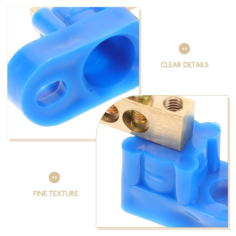 Copper Grounding Bar Kit 6 Terminal Bus Bar For Panel Wiring Blue 6 Hole Ground Block - Image 4